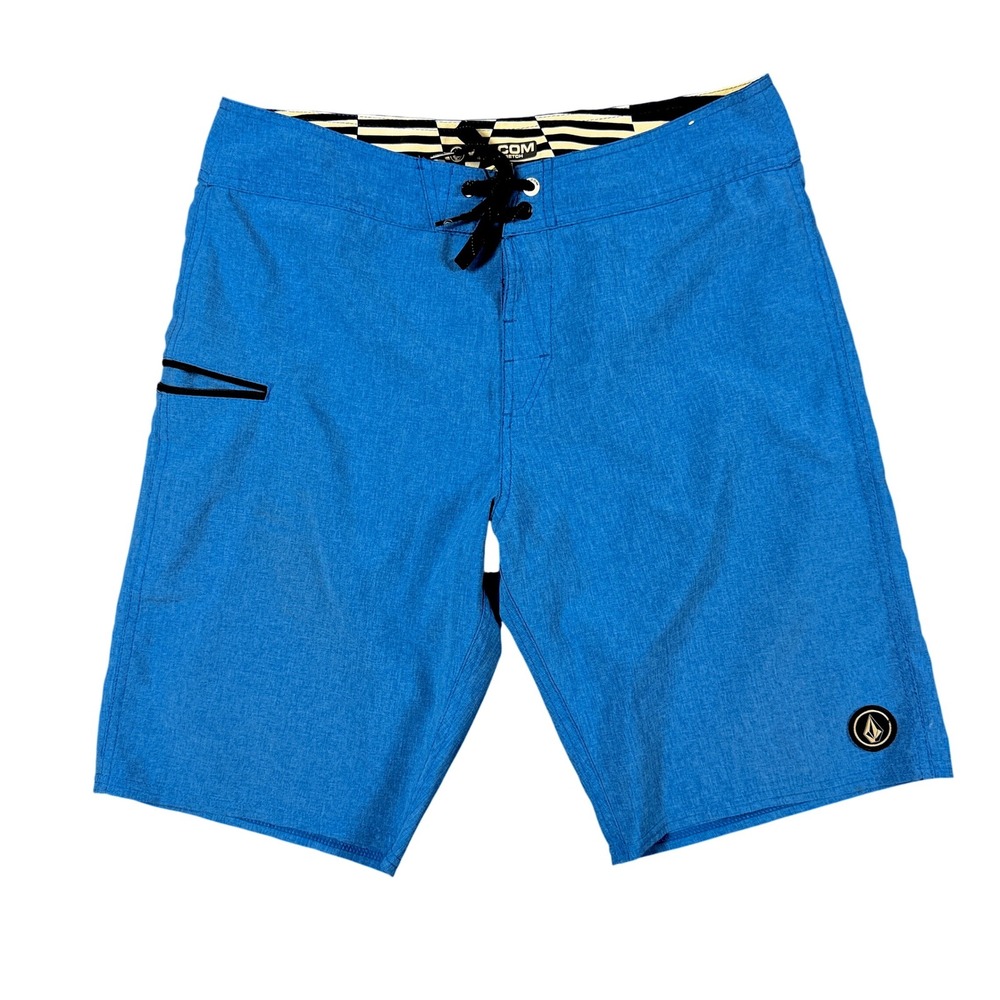 Volcom Static Boardshorts Mens 33 Blue 4 Way Stretch Swim Trunks A0811505